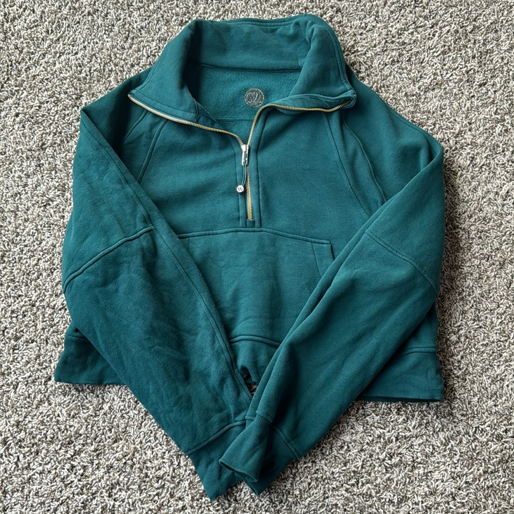 Lululemon Scuba M/L Storm teal with gold accents